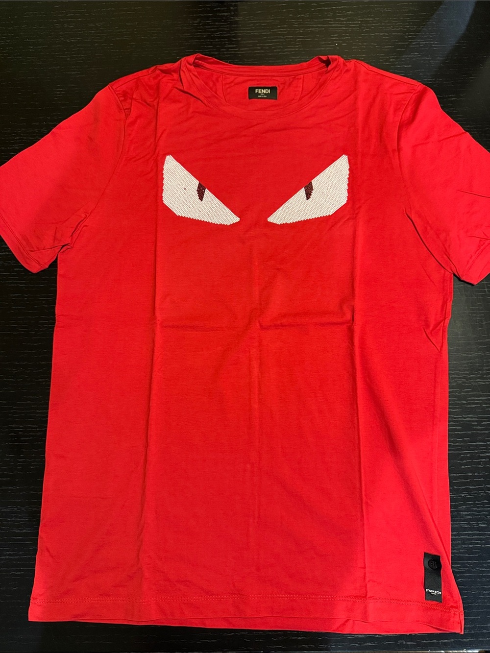 Fendi Red Short-Sleeve Tee with White Eye Motif